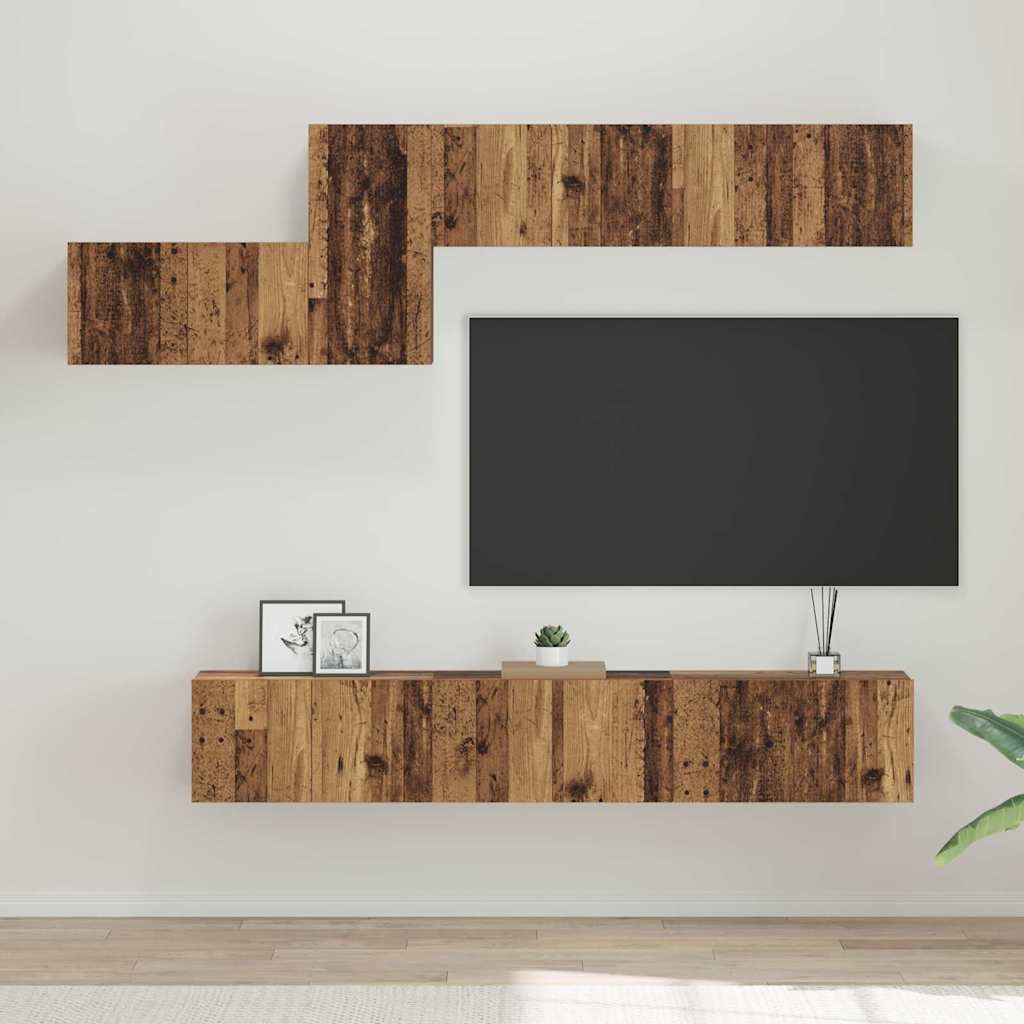 Set mobile TV 7 pcs Legno vecchio Legno multistrato