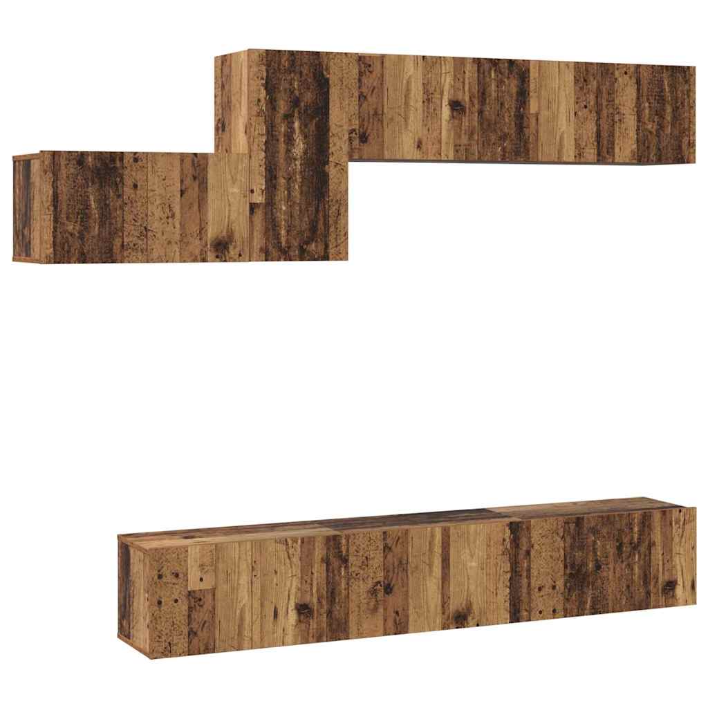 Set mobile TV 7 pcs Legno vecchio Legno multistrato