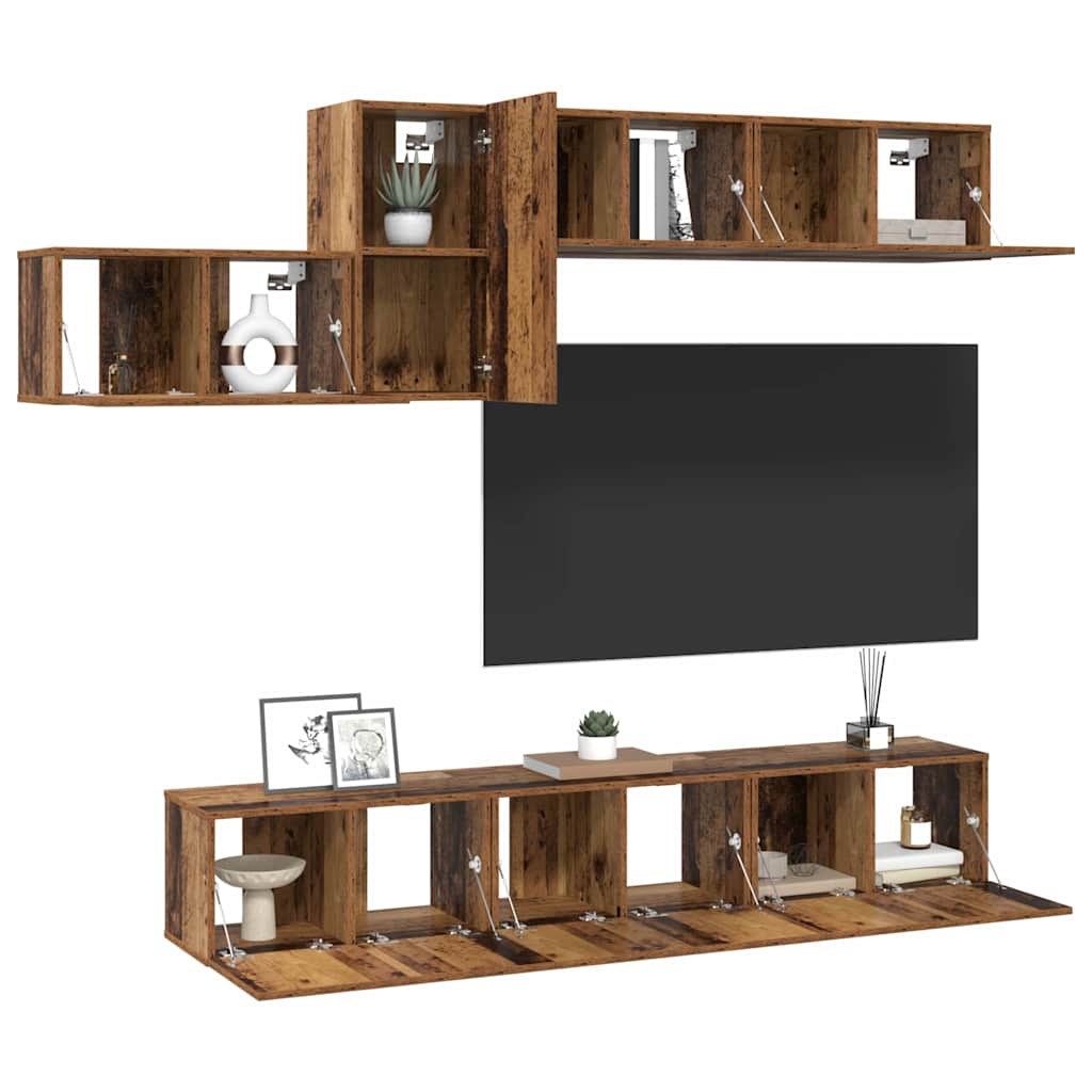 Set mobile TV 7 pcs Legno vecchio Legno multistrato