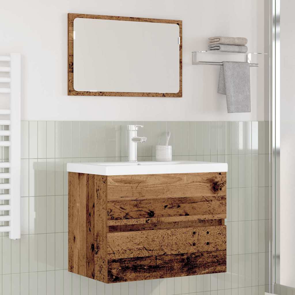Set di mobili per il bagno con cassetto 3 pcs Legno vecchio