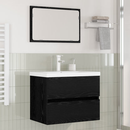 Set di mobili per il bagno 3 pcs Rovere Nero Legno multistrato