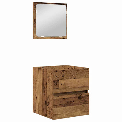 Set di mobili per il bagno 2 pcs Legno Antico e Bianco