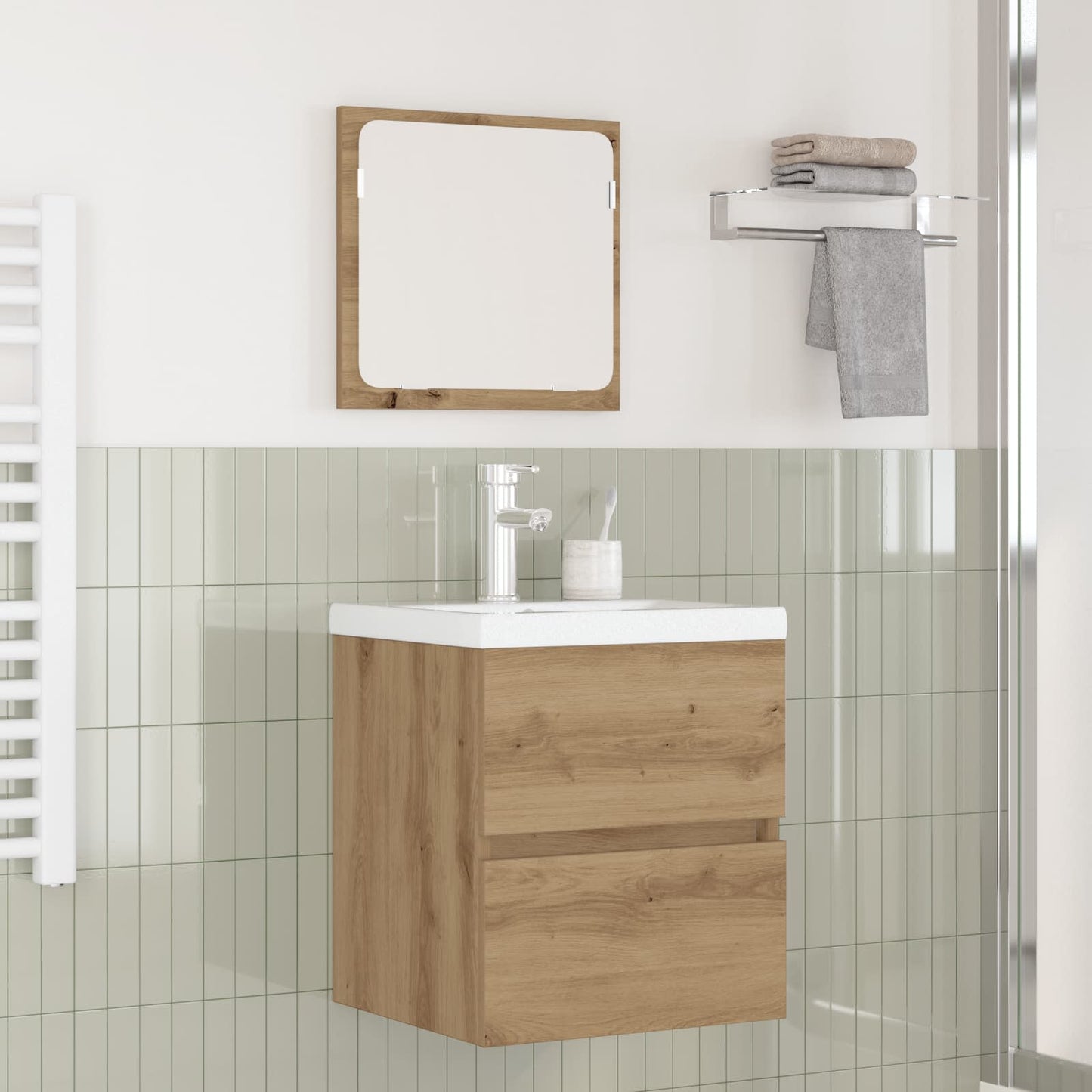 Set di mobili per il bagno 2 pcs Rovere Artigiano e Bianco