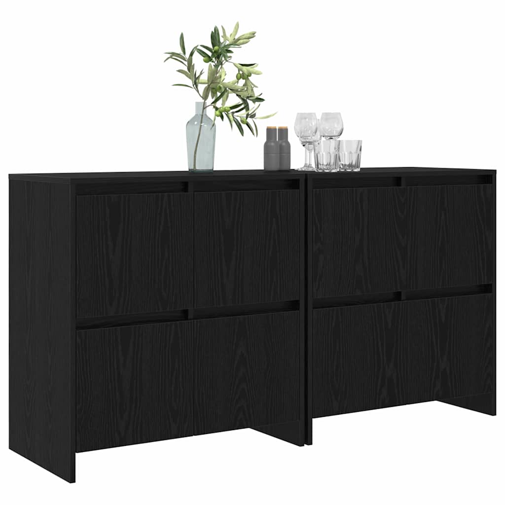 Sideboards 2 pcs Rovere nero 70 x 41 x 75 cm Legno multistrato
