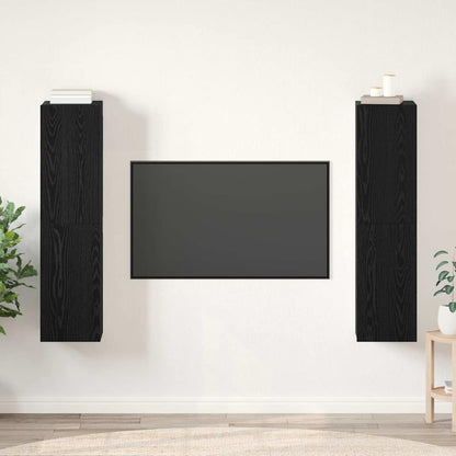 Set mobile TV Montaggio a parete Rovere Nero Legno multistrato