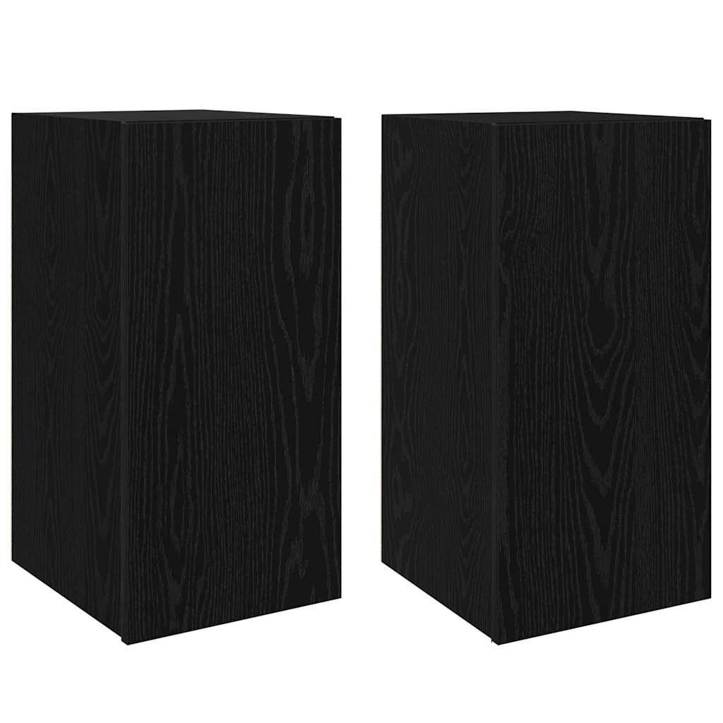 Set mobile TV Montaggio a parete Rovere Nero Legno multistrato