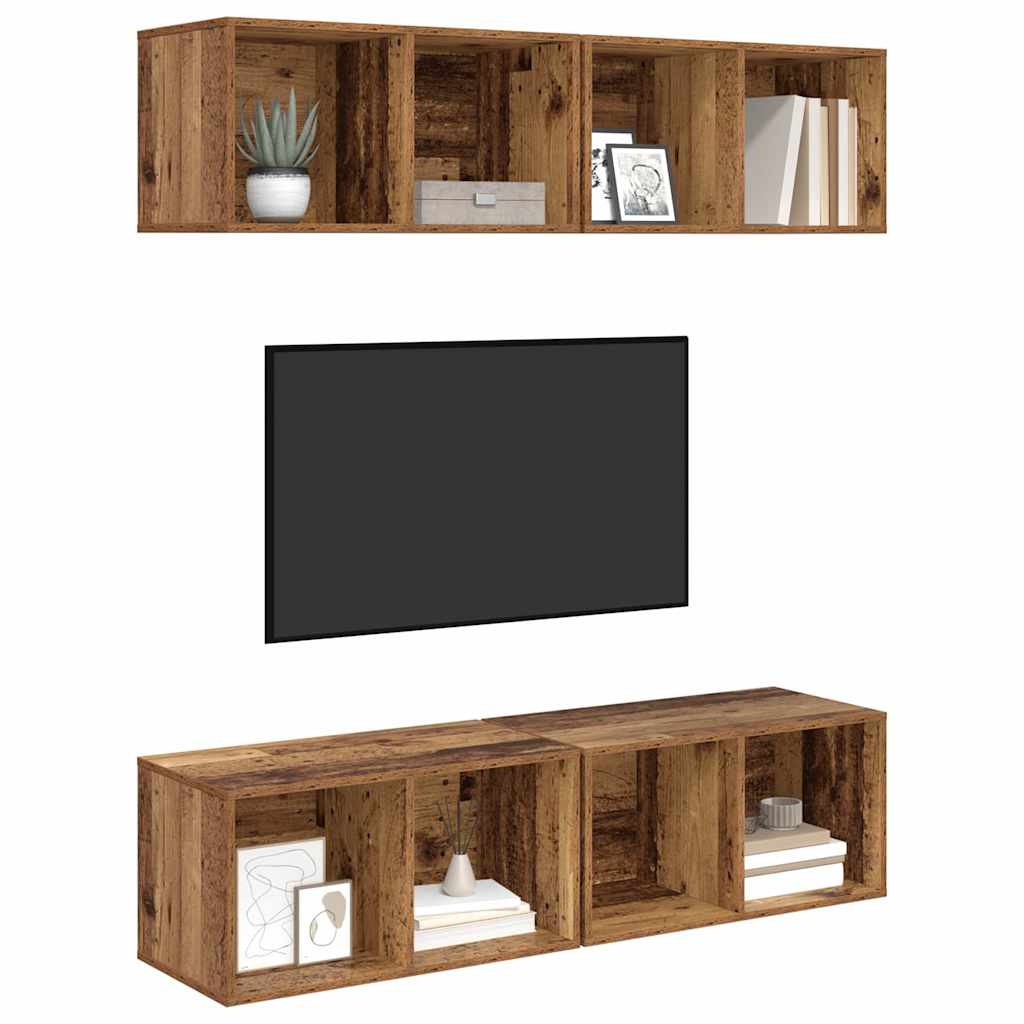 Set mobile TV 4 pcs Legno vecchio 37 x 37 x 72 cm