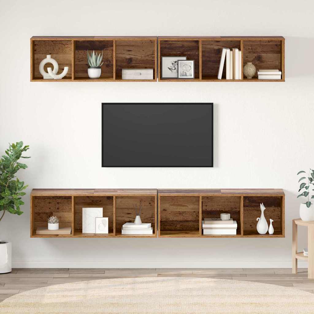 Set mobile TV 4 pcs Legno vecchio 37 x 37 x 107 cm