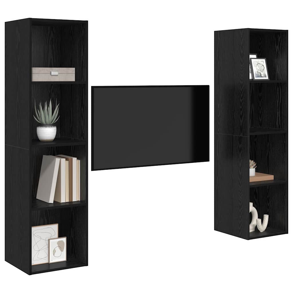Set mobile TV 2 pcs Nero 37 x 37 x 142,5 cm Legno multistrato