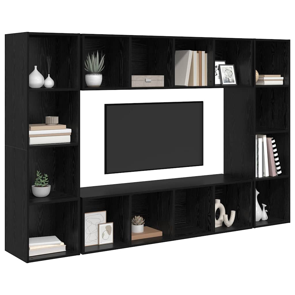Set mobile TV 4 pcs Nero 37 x 37 x 142,5 cm Legno multistrato