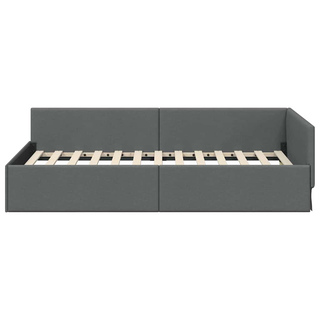 Cornice del letto ad angolo Grigio scuro 80 cm x 200 cm Tessuto
