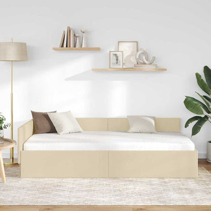 Cornice del letto ad angolo Crema 80 cm x 200 cm Tessuto
