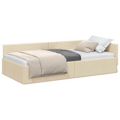 Cornice del letto ad angolo Crema 80 cm x 200 cm Tessuto