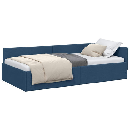Cornice del letto ad angolo Blu 80 cm x 200 cm Tessuto