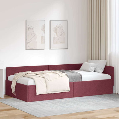 Cornice del letto ad angolo Rosso Vino 90 cm x 190 cm Tessuto