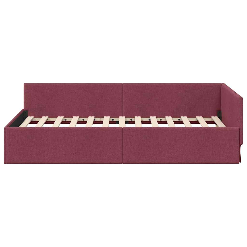 Cornice del letto ad angolo Rosso Vino 90 cm x 190 cm Tessuto