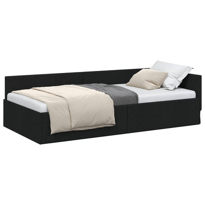 Cornice del letto ad angolo Nero 90 cm x 200 cm Tessuto