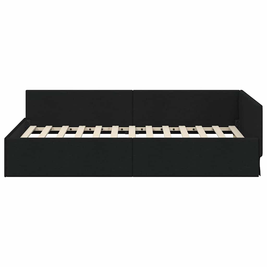 Cornice del letto ad angolo Nero 90 cm x 200 cm Tessuto