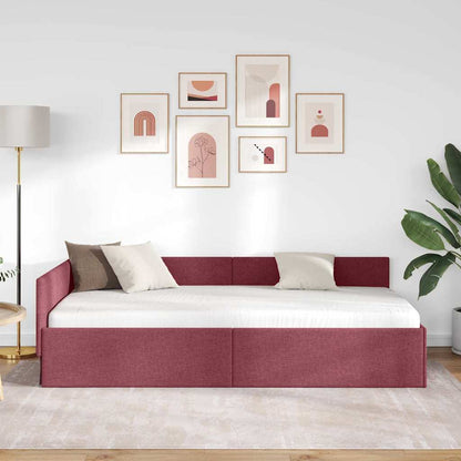 Cornice del letto ad angolo Rosso Vino 100 cm x 200 cm Tessuto