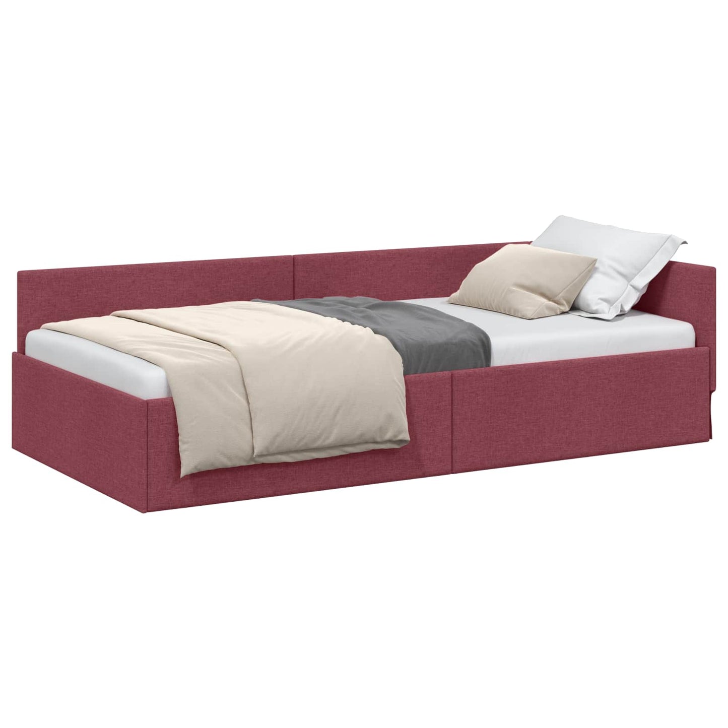 Cornice del letto ad angolo Rosso Vino 100 cm x 200 cm Tessuto