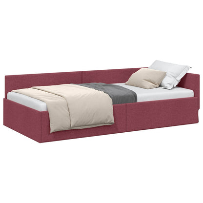 Cornice del letto ad angolo Rosso Vino 100 cm x 200 cm Tessuto