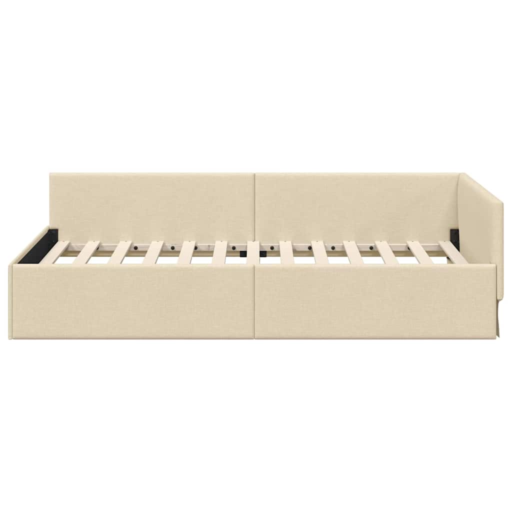Cornice del letto ad angolo Crema 100 cm x 200 cm Tessuto