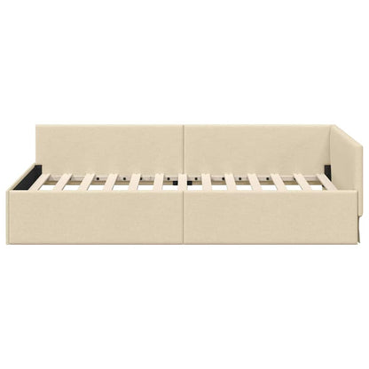 Cornice del letto ad angolo Crema 100 cm x 200 cm Tessuto