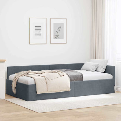 Cornice del letto ad angolo Grigio scuro 80 cm x 200 cm Velluto