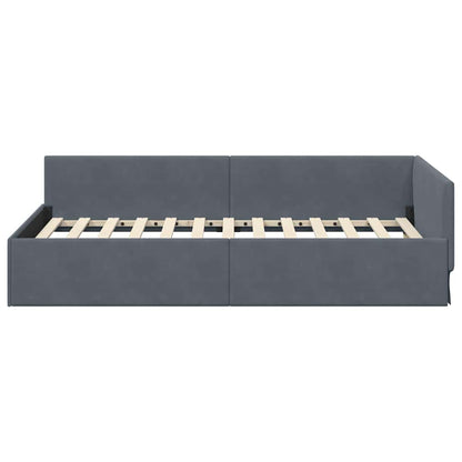 Cornice del letto ad angolo Grigio scuro 80 cm x 200 cm Velluto