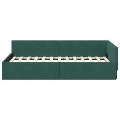 Cornice del letto ad angolo Verde Scuro 80 cm x 200 cm Velluto