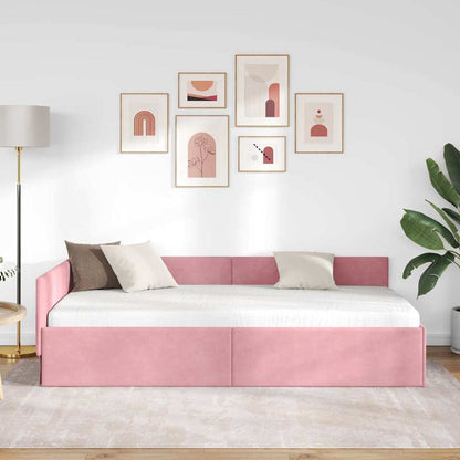 Cornice del letto ad angolo Rosa 80 cm x 200 cm Velluto
