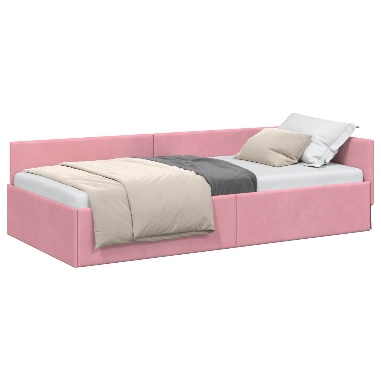 Cornice del letto ad angolo Rosa 80 cm x 200 cm Velluto