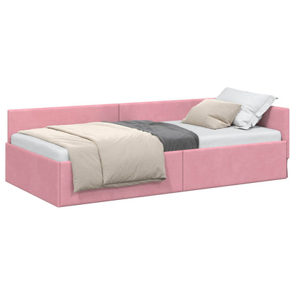 Cornice del letto ad angolo Rosa 80 cm x 200 cm Velluto