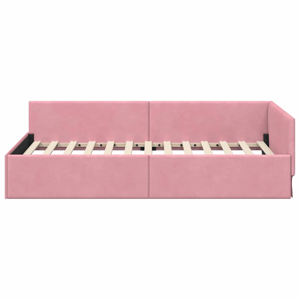 Cornice del letto ad angolo Rosa 80 cm x 200 cm Velluto