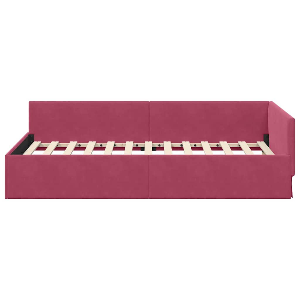 Cornice del letto ad angolo Rosso Vino 80 cm x 200 cm Velluto