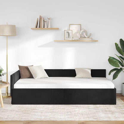 Cornice del letto ad angolo Nero 80 cm x 200 cm Velluto
