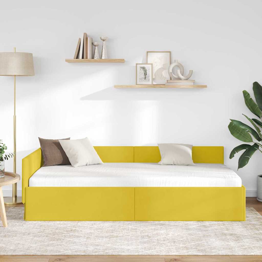 Cornice del letto ad angolo Giallo 80 cm x 200 cm Velluto