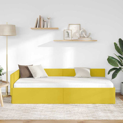 Cornice del letto ad angolo Giallo 80 cm x 200 cm Velluto