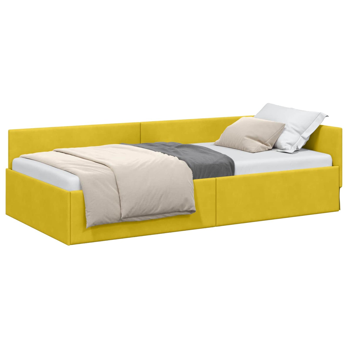 Cornice del letto ad angolo Giallo 80 cm x 200 cm Velluto