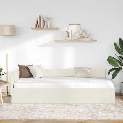 Cornice del letto ad angolo Crema 80 cm x 200 cm Velluto