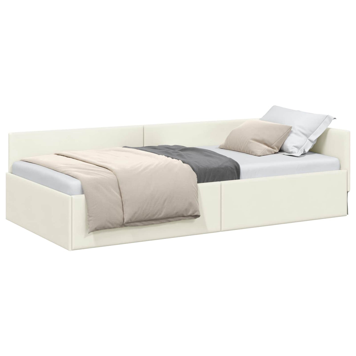 Cornice del letto ad angolo Crema 80 cm x 200 cm Velluto