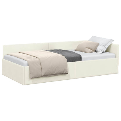 Cornice del letto ad angolo Crema 80 cm x 200 cm Velluto
