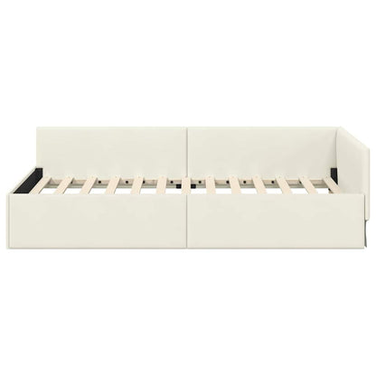Cornice del letto ad angolo Crema 80 cm x 200 cm Velluto