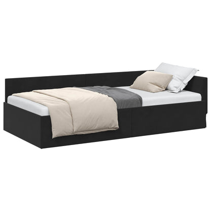 Cornice del letto ad angolo Nero 90 cm x 200 cm Velluto