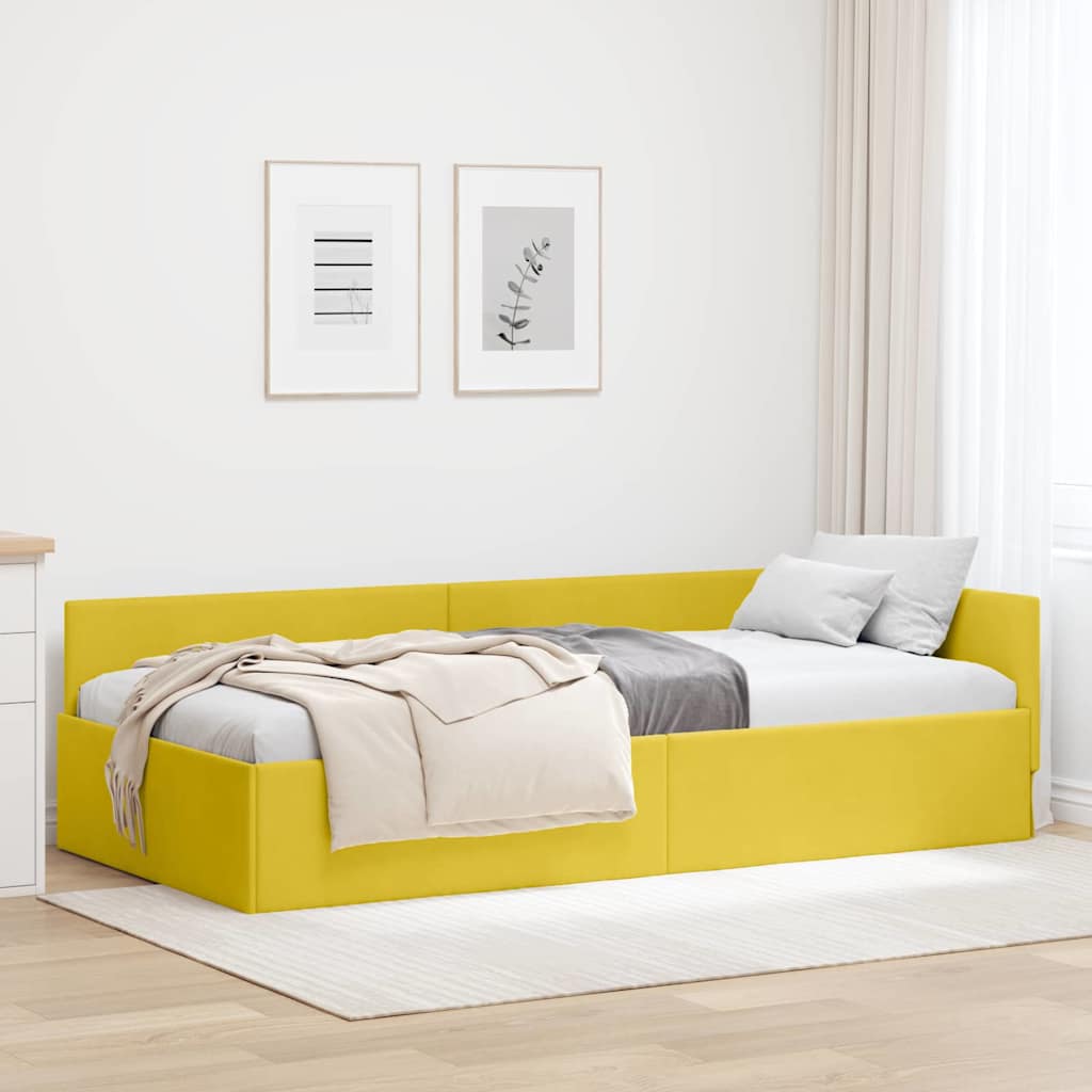 Cornice del letto ad angolo Giallo 90 cm x 200 cm Velluto