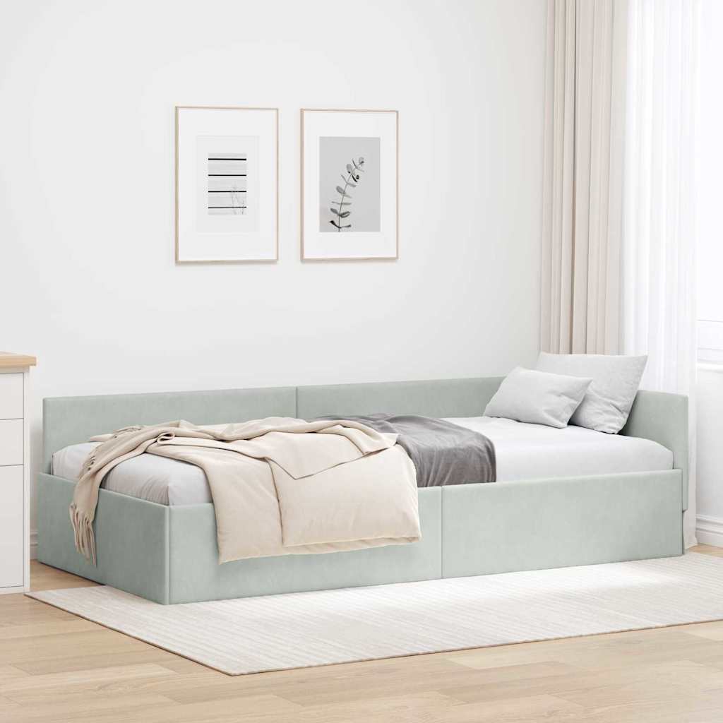 Cornice del letto ad angolo Grigio chiaro 100 cm x 200 cm