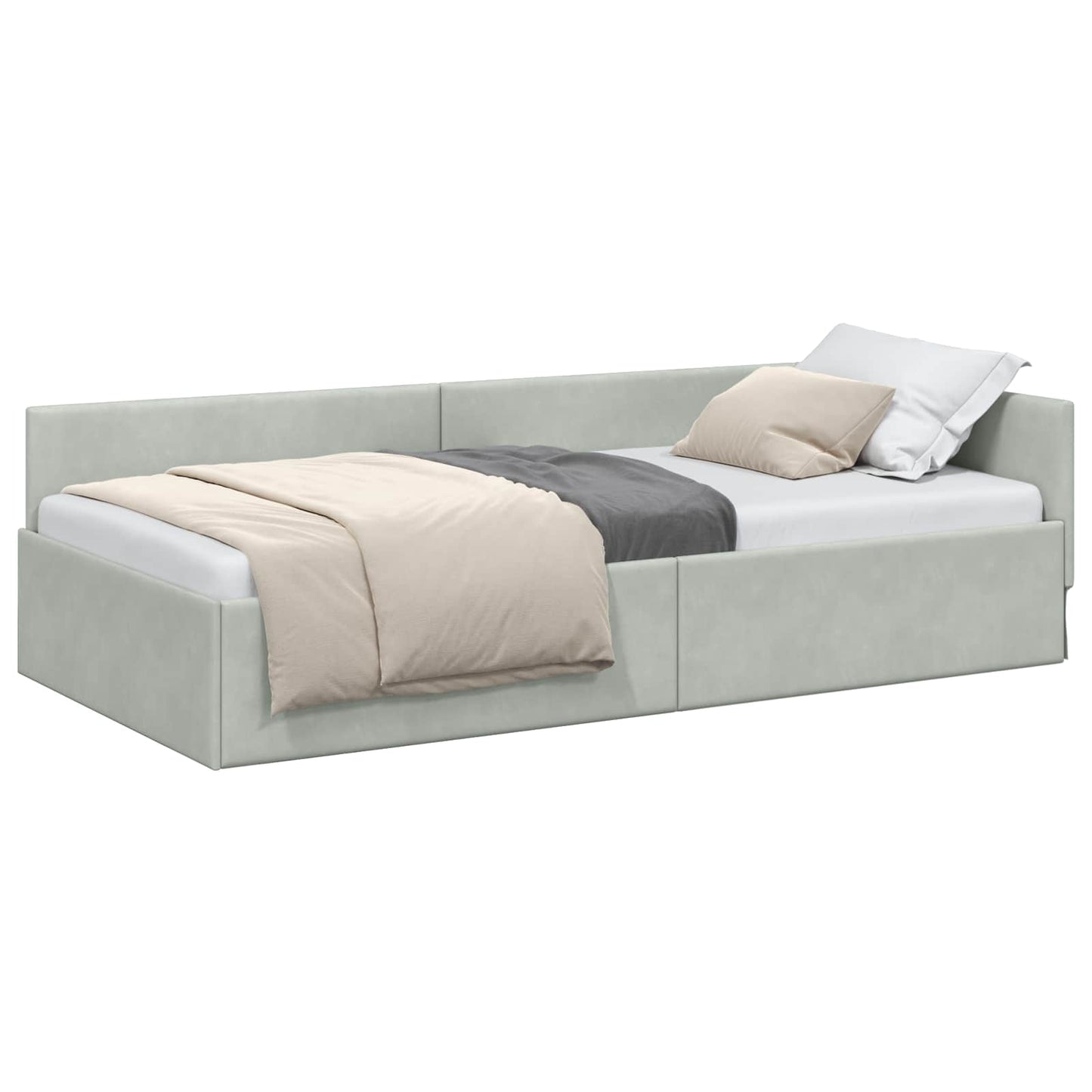 Cornice del letto ad angolo Grigio chiaro 100 cm x 200 cm