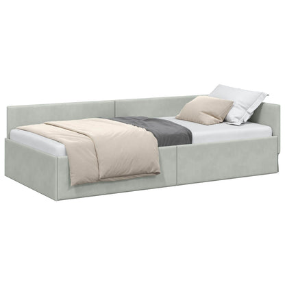 Cornice del letto ad angolo Grigio chiaro 100 cm x 200 cm