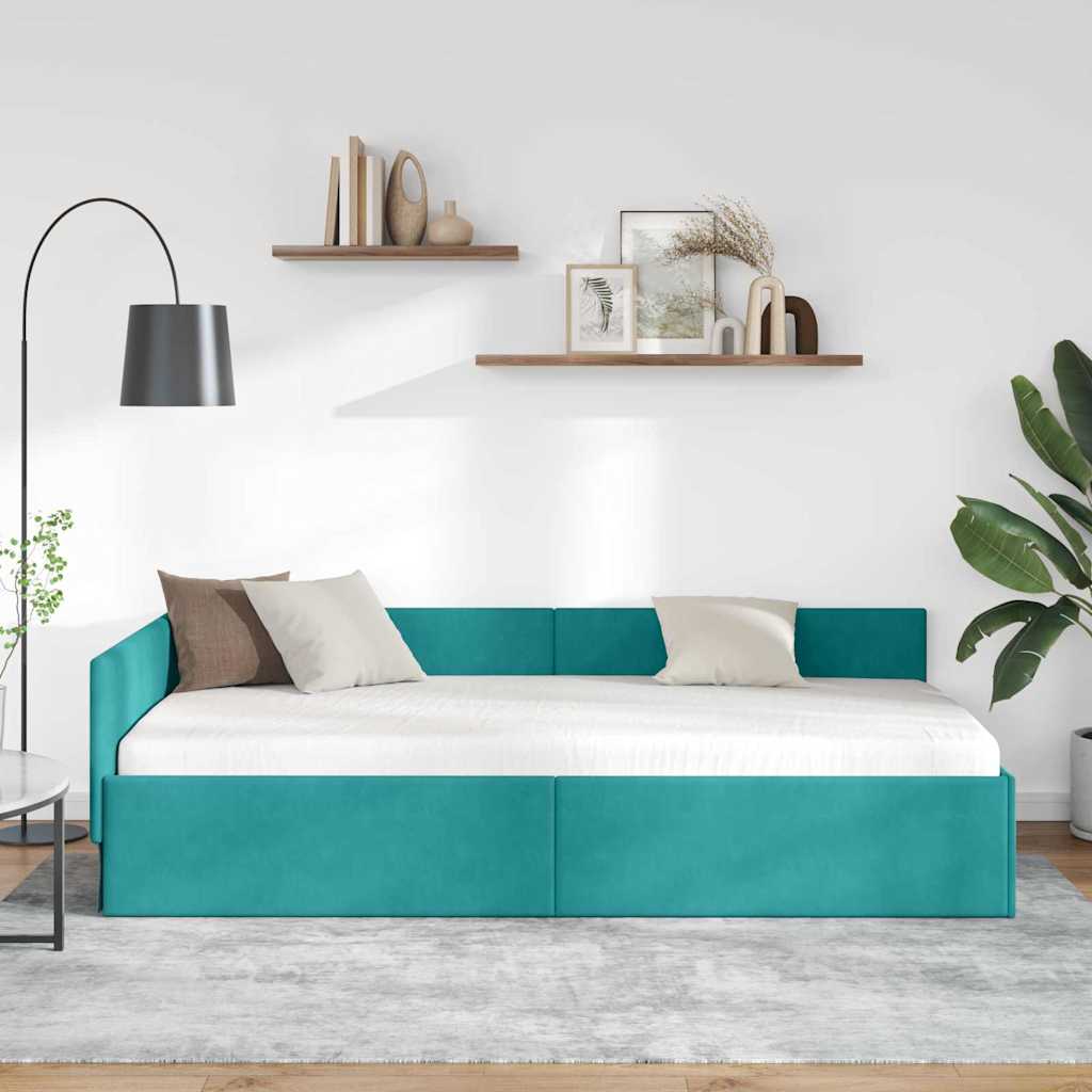 Cornice del letto ad angolo Turchese 100 cm x 200 cm