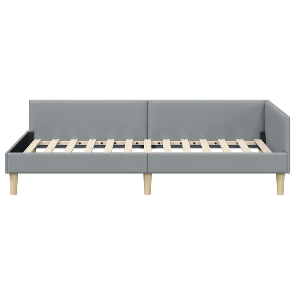 Cornice del letto ad angolo Grigio chiaro 80 x 200 cm Tessuto